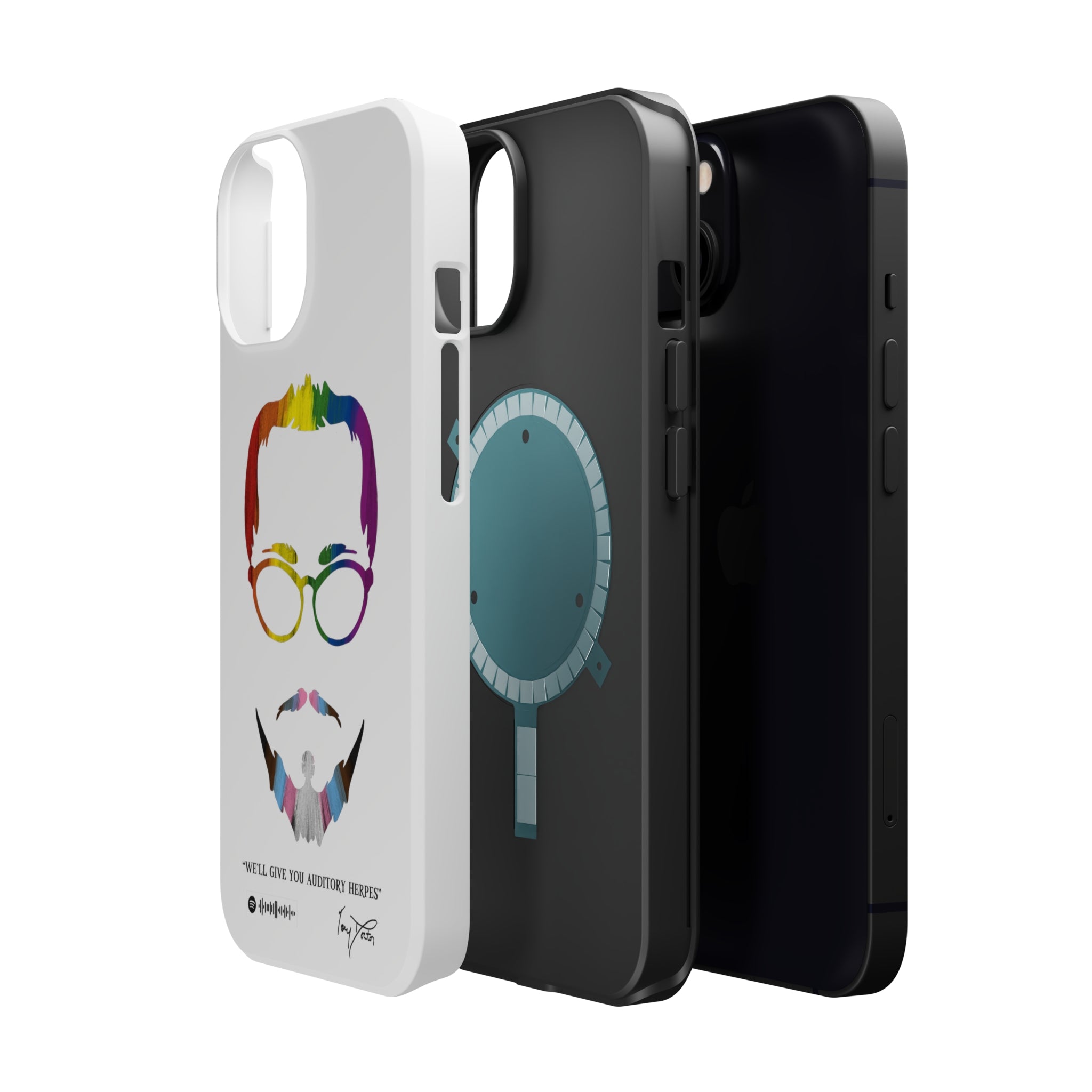 Tory Doctor's "Auditory Herpes" MagSafe Tough iPhone Case - LGBTQIA+ (White Background)