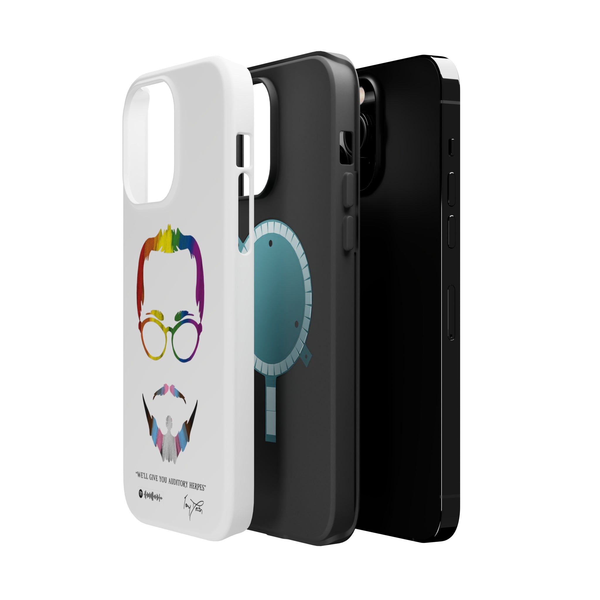 Tory Doctor's "Auditory Herpes" MagSafe Tough iPhone Case - LGBTQIA+ (White Background)